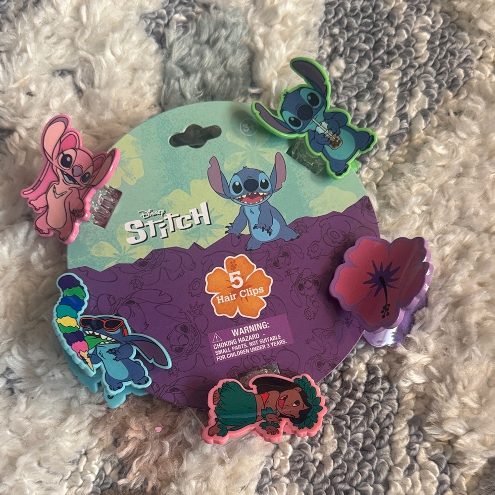 Disney Stitch 5 Claw Hair Clips Set